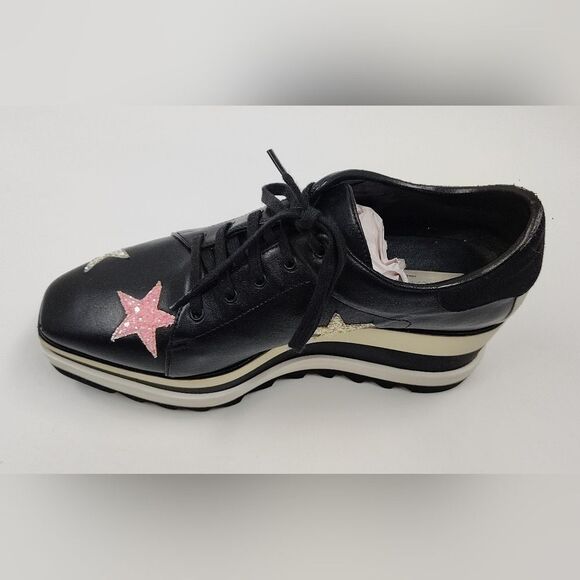 Stella McCartney Leather Elyse Star Platform Trainers Sneakers Sz 38 - Picture 6 of 16